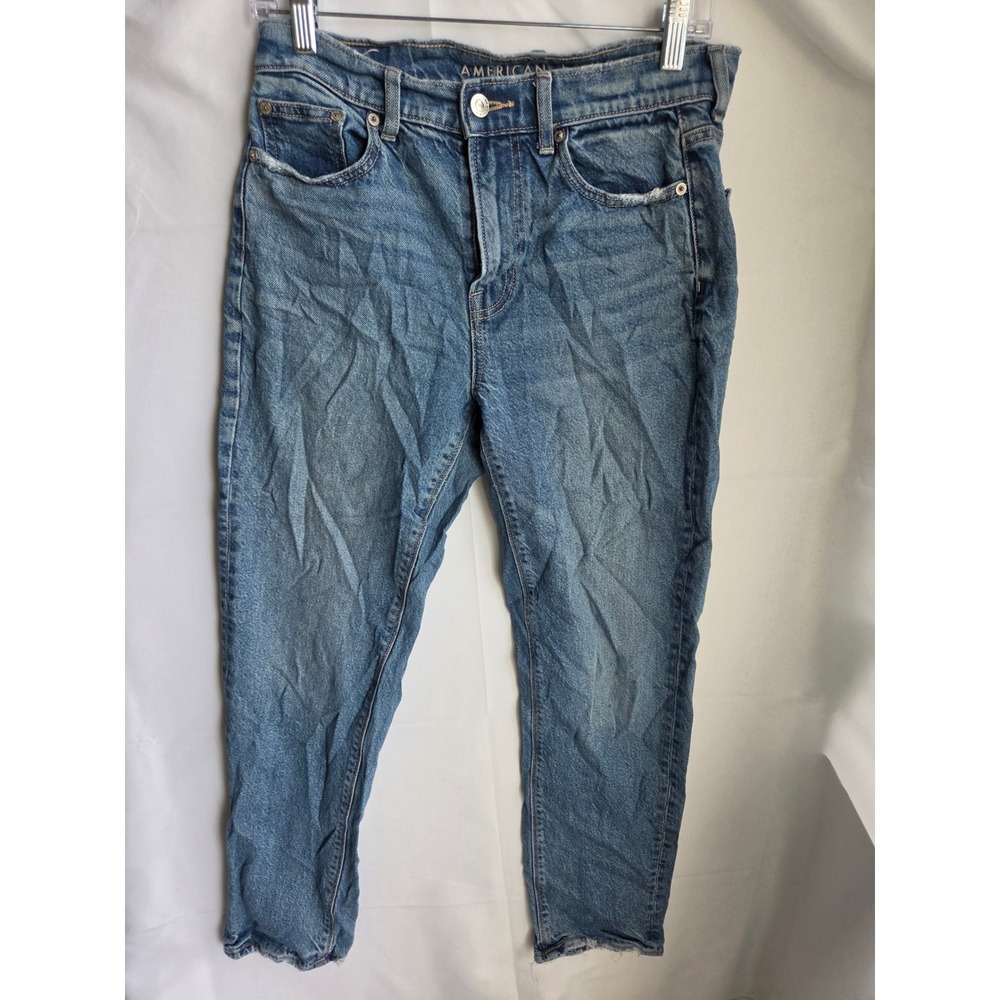 American Eagle Super High-Rise Straight Jeans Womens Blue Medium Straight